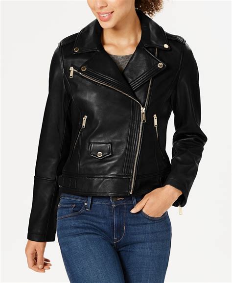 michael kors petite leather moto jacket|michael kors leather motorcycle jacket.